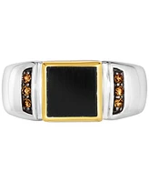 Le Vian Men's Onyx & Chocolate Diamond (1/6 ct. t.w.) Ring Sterling Silver 14k Gold