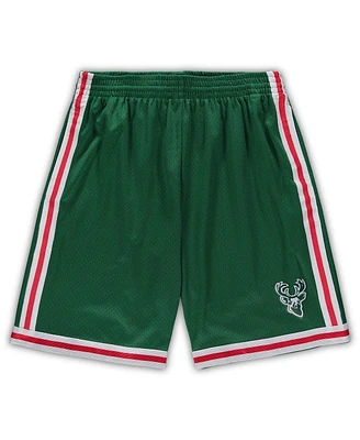 Men's Mitchell & Ness Green Milwaukee Bucks Big and Tall Hardwood Classics Team Swingman Shorts