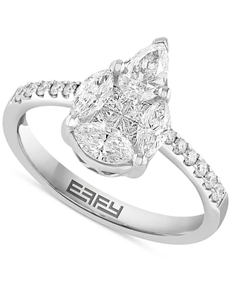 Effy Diamond Pear Shaped Cluster Engagement Ring (1-1/5 ct. t.w.) in 14k White Gold