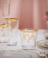 Lorren Home Trends 4 Piece Rosalia Flower Double Old Fashion Set