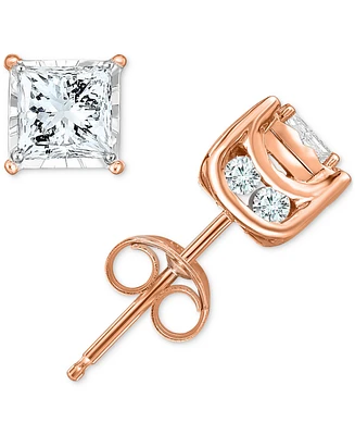 TruMiracle Diamond Princess Stud Earrings (3/4 ct. t.w.) in 14k White Gold, Gold or Rose Gold