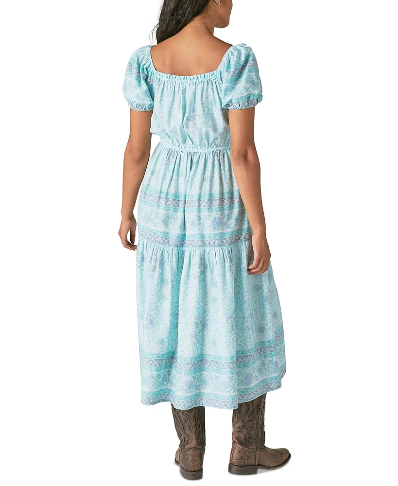 Lucky Brand Women's Block-Print Midi Dress