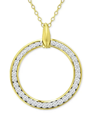 Giani Bernini Cubic Zirconia Open Circle Pendant Necklace, 16" + 2" extender, Created for Macy's