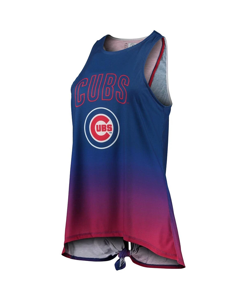 Women's Foco Royal Chicago Cubs Gradient Tie-Back Racerback Tank Top