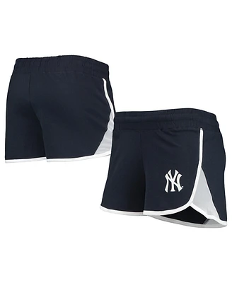Women's New Era Navy New York Yankees Stretch French Terry Shorts