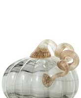 Glitzhome Faux Marble Glass Pumpkin Gourd Set, 3 Piece
