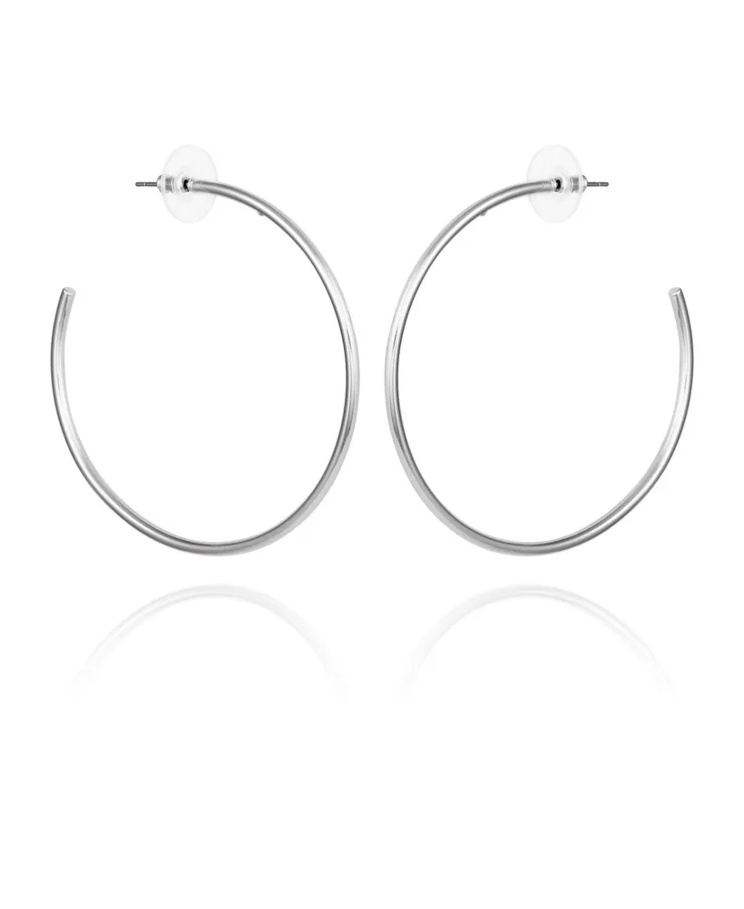 Vince Camuto Silver-Tone Large Open Hoop Earrings
