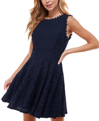 City Studios Juniors' Lace Fit & Flare Dress