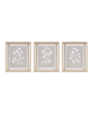 Madison Park 3 Piece Fair Florets Printed Framed Graphic Wall Art, 14" x 12"