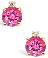 White Topaz (5/8 ct. t.w.) and Diamond Accent Stud Earrings 14k Yellow Gold or (Also Pink Topaz)