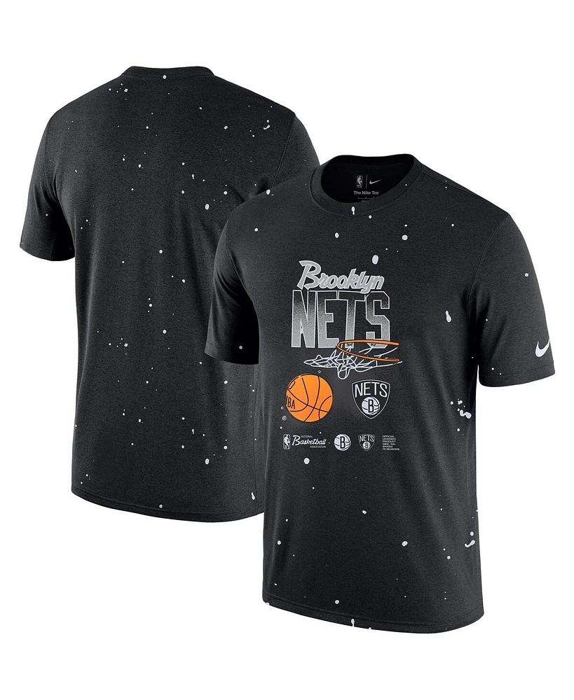 Men's Nike Black Brooklyn Nets Courtside Splatter T-shirt