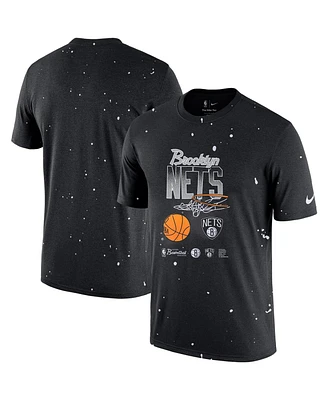 Men's Nike Black Brooklyn Nets Courtside Splatter T-shirt