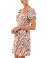 As You Wish Juniors' Puff-Sleeve Dress
