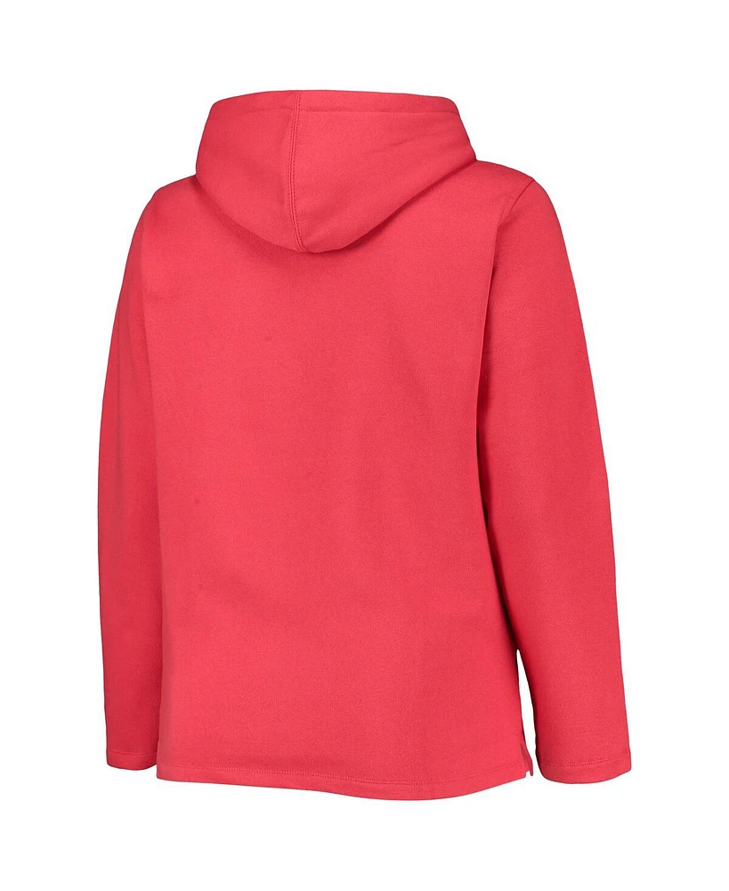 Women's Soft as a Grape Red Washington Nationals Plus Side Split Pullover Hoodie