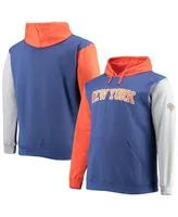 Men's Fanatics Royal, Orange New York Knicks Big and Tall Double Contrast Pullover Hoodie