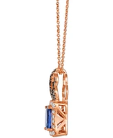 Le Vian Blueberry Tanzanite (1-1/4 ct. t.w.) & Diamond (1/2 ct. t.w.) Scrollwork Halo Adjustable 20" Pendant Necklace in 14k Rose Gold