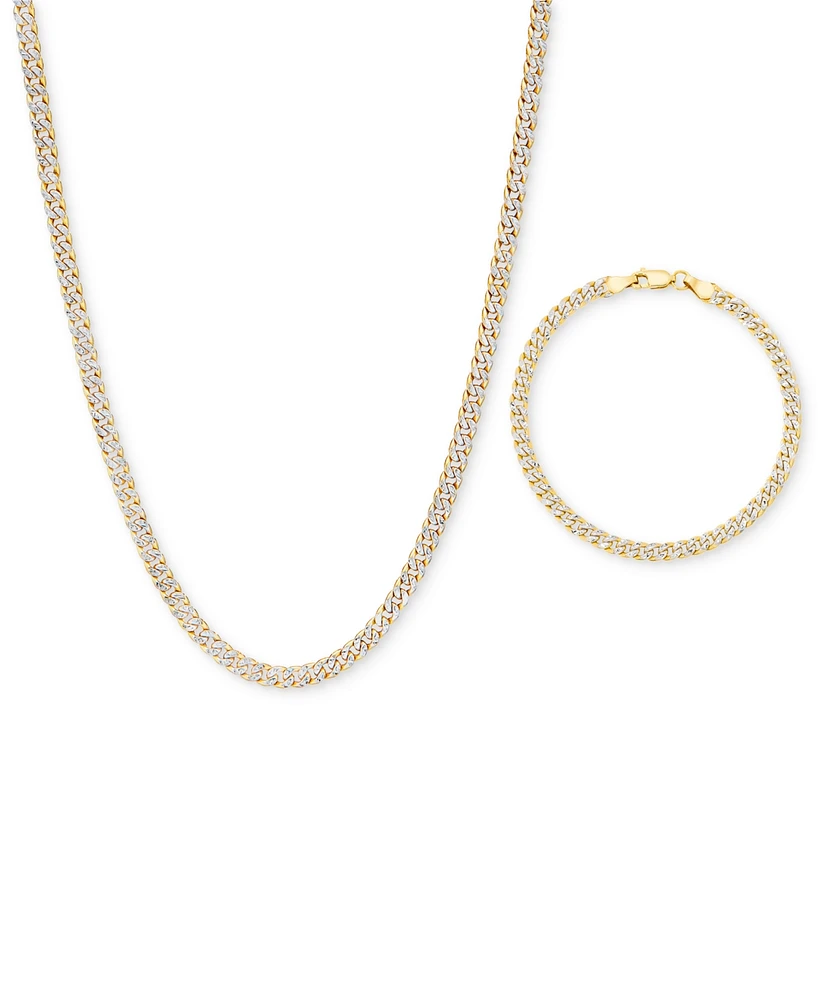 Double-Sided Cuban Link 20" Chain Necklace (4.5mm) in 10k Two-Tone Gold
