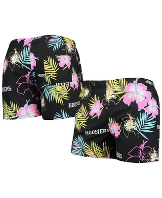 Men's Foco Black Indiana Hoosiers Neon Floral Swim Trunks