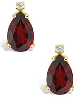 Garnet (2-3/8 ct. t.w.) and Diamond Accent Stud Earrings 14K Yellow Gold or White