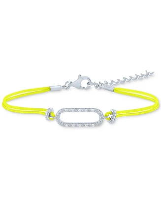 Diamond Accent Single Link Yellow Cord Bracelet in Sterling Silver