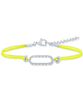 Diamond Accent Single Link Yellow Cord Bracelet in Sterling Silver
