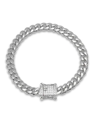 Steeltime Miami Cuban Chain with Simulated Diamond Box Clasp Bracelet