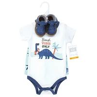Hudson Baby Boys Cotton Bodysuit, Shorts and Shoe Set