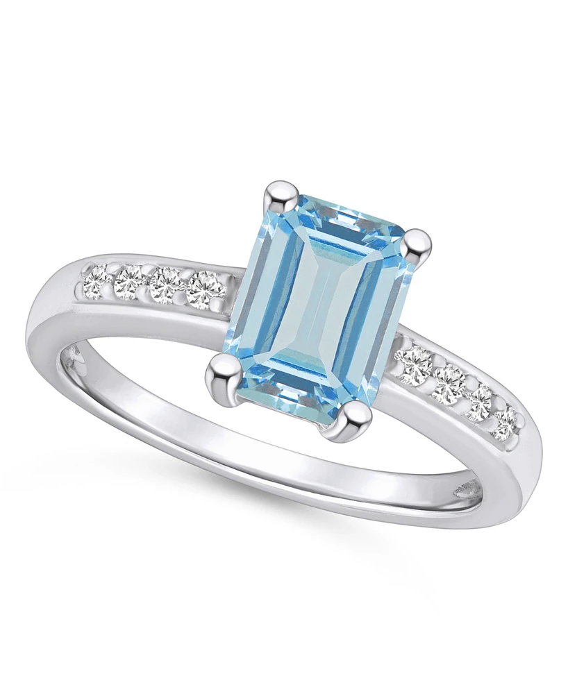 Aquamarine (1-3/8 ct .t.w.) and Diamond (1/8 Ring 14K Yellow Gold