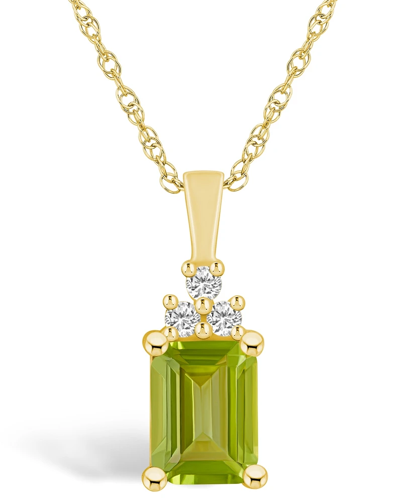 Macy's Peridot (1-3/4 Ct. T.w.) and Diamond (1/10 Ct. T.w.) Pendant Necklace in 14K Yellow Gold