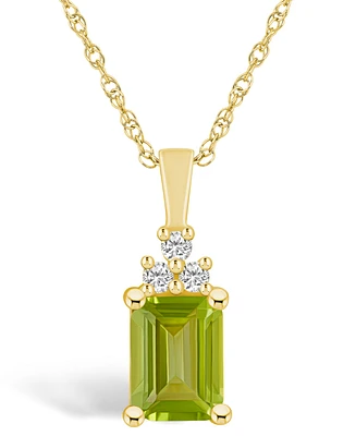 Macy's Peridot (1-3/4 Ct. T.w.) and Diamond (1/10 Ct. T.w.) Pendant Necklace in 14K Yellow Gold