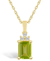 Macy's Peridot (1-3/4 Ct. T.w.) and Diamond (1/10 Ct. T.w.) Pendant Necklace in 14K Yellow Gold