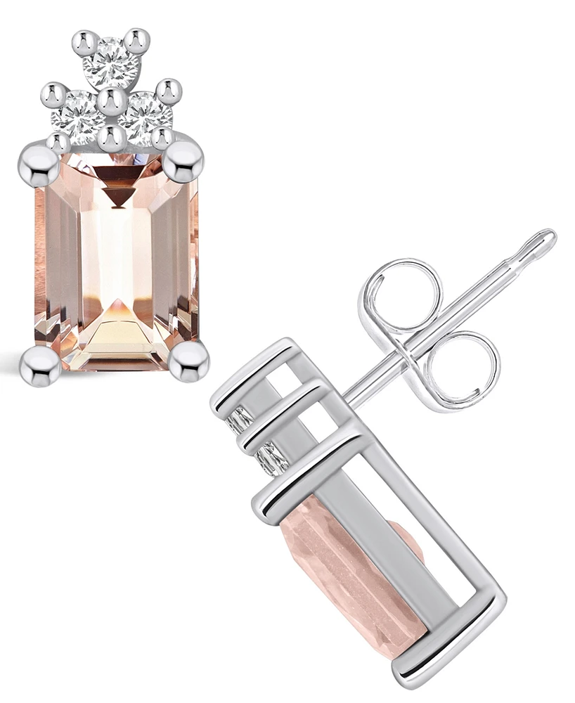 Macy's Morganite (2-3/4 Ct. T.w.) and Diamond (1/5 Ct. T.w.) Stud Earrings in 14K White Gold