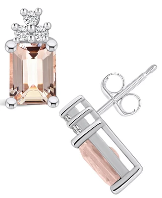 Macy's Morganite (2-3/4 Ct. T.w.) and Diamond (1/5 Ct. T.w.) Stud Earrings in 14K White Gold