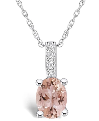 Macy's Morganite (1-1/7 Ct. T.w.) and Diamond Accent Pendant Necklace in 14K White Gold