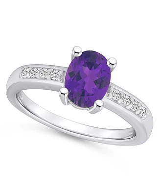 Macy's Amethyst and Diamond Ring (1-1/5 ct.t.w 1/8 ct.t.w) 14K White Gold
