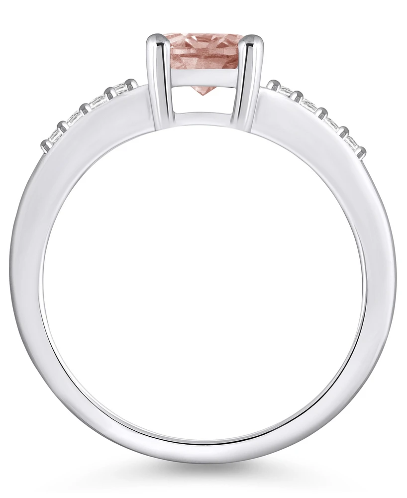 Macy's Morganite and Diamond Ring (1-1/7 ct.t.w 1/8 ct.t.w) 14K White Gold