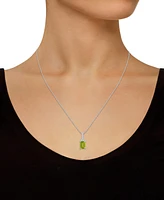 Macy's Peridot (1-3/4 Ct. T.w.) and Diamond (1/10 Ct. T.w.) Pendant Necklace in 14K White Gold