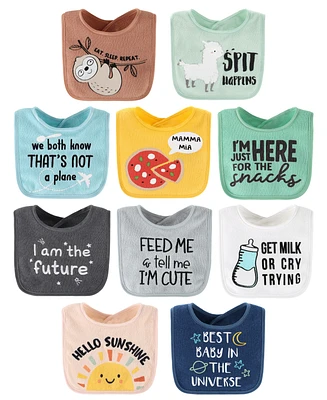 The Peanutshell Terry Feeding Baby Girl Bibs, 10 Pack, Hello Sunshine