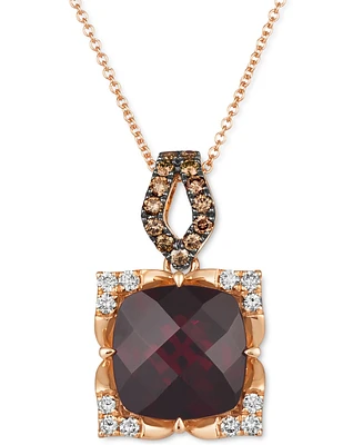 Le Vian Pomegranate Garnet (5-1/4 ct. t.w.) & Diamond (5/8 ct. t.w.) Adjustable 20" Pendant Necklace in 14k Rose Gold