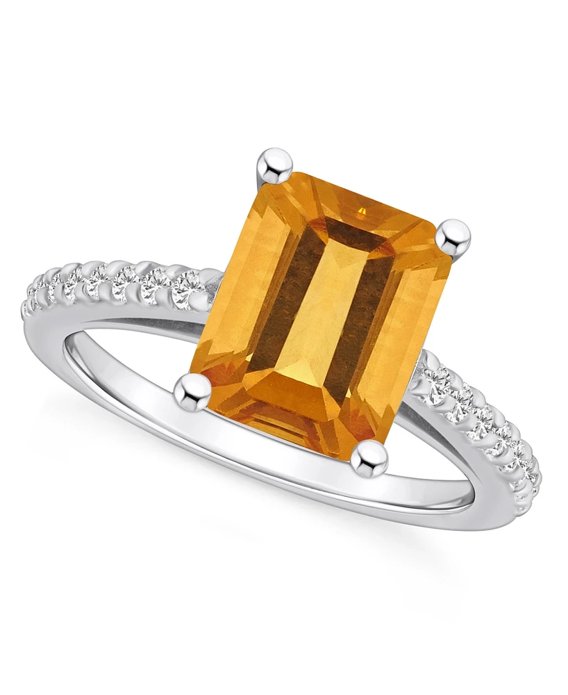 Macy's Citrine (3-1/7 ct. t.w.) and Diamond (1/4 Ring 14K White Gold