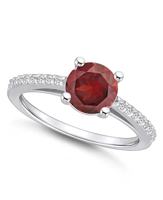 Macy's Garnet (1-5/8 ct. t.w.) and Diamond (1/6 Ring 14K White Gold