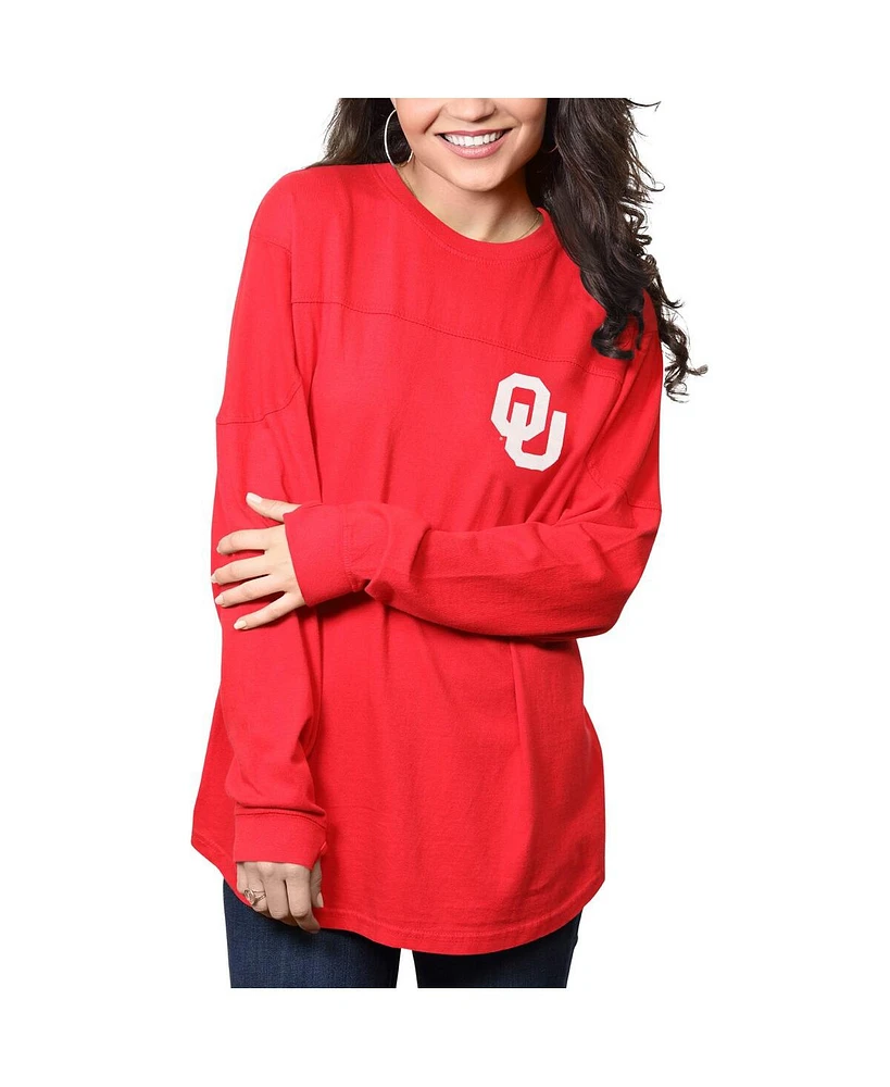 Women's Pressbox Crimson Oklahoma Sooners The Big Shirt Oversized Long Sleeve T-shirt