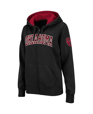 Women's Colosseum Black Oklahoma Sooners Arched Name Full-Zip Hoodie