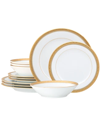 Noritake Crestwood Gold 12-Piece Dinnerware Set, Service for 4