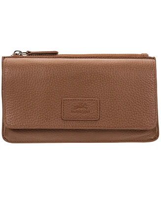 Mancini Women's Pebbled Collection Rfid Secure Crossbody Wallet