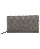 Mancini Women's Basket Weave Collection Rfid Secure Clutch Wallet