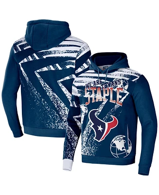Men's Nfl X Staple Navy Houston Texans Team Slogan All Over Print Pullover Hoodie