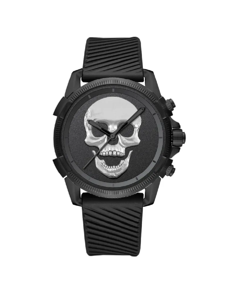 Ed Hardy Men's Black Silicone Strap Watch 48mm