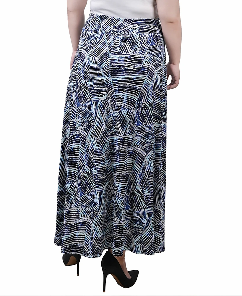 Ny Collection Plus Maxi A-Line Skirt with Front Faux Belt