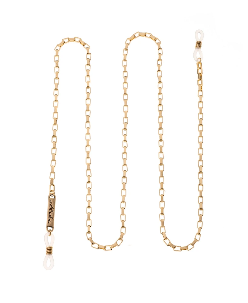 Ettika Women's 18k Gold Plated Golden Rays Rectangle Glasses Chain Necklace